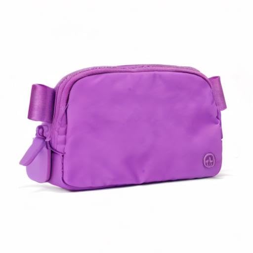 Pander Nylon Fanny Pack for Women, Two-Way Zipper Crossbody Bag - color: Violet