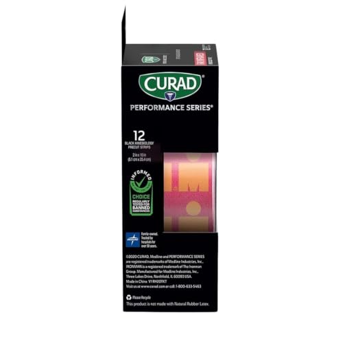 CURAD Performance Pre-Cut Series Kinesiology Tape, 2 in x 10 in, 20 Count - color: Pink With Logo, size: 2" x 10"