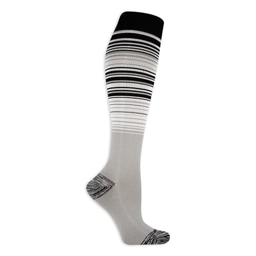 Dr. Scholl's Women's Graduated Compression Knee High Socks - color: Black Solid/Gray Stripe (2 Pairs), size: 4-10