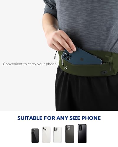 WATERFLY Running Belt Fanny Pack:Phone Holder Belt for Men Women - color: Olive Green