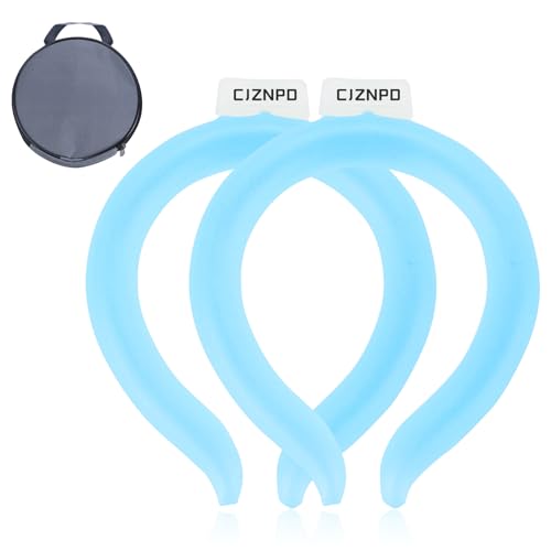 2PCS PCM Neck Cooling Tube with Insulated Bag, Reusable Ice Ring Neck Cooler Wrap, Wearable Cooling Neck Ring for Hot Summer Weather Outdoor Work, TPU Freezable Collar (Blue*2) - color: Double Blue