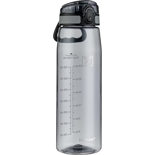 Fanhaw 32 oz Clear Plastic Water Bottle, Chug Lid, Gray - color: Gray
