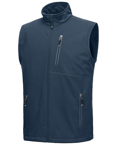 33,000ft Men's Windproof Lightweight Golf Vest Outerwear Sleeveless Jacket - color: Midnight Blue, size: Small