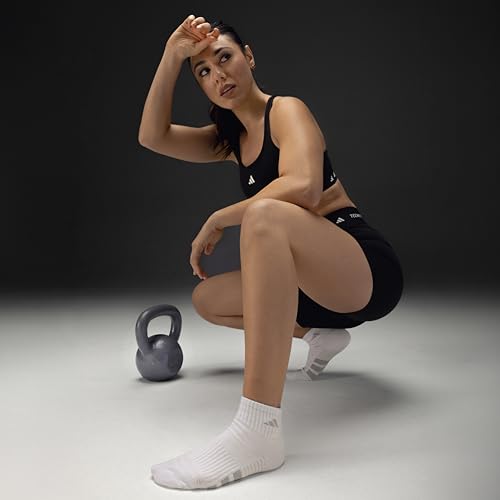 adidas Women's Cushioned Socks 3 Pairs - color: Black/White/Carbon Grey/4.0/Quarter, size: Medium, style: Quarter
