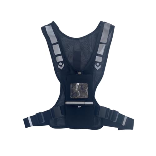 Reflective Cycling Running Vest with Waterproof Phone Pocket, Unisex Breathable Terylene Athletic Gear, Adjustable Waist Heat Dissipating Safety Vest for Night Jogging Bike Workout