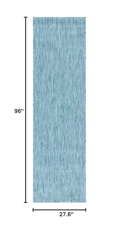 SAFAVIEH Courtyard Outdoor Runner Rug 2'3"x8', Aqua & Aqua CY8520-37122 - color: Aqua, size: 2'3" x 8' (Runner)