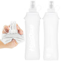 2PCS Running Vest Soft Flask, BPA-Free Soft Flasks 17oz/500ml TPU Collapsible Water Bottle for Hydration Backpack, Folding Running Water Bottles for Marathon Hiking Cycling Climbing - color: White