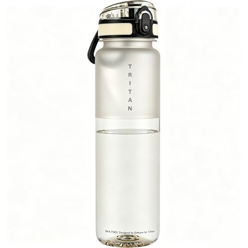 32oz Clear Tritan Water Bottle with Chug Lid - color: Beige