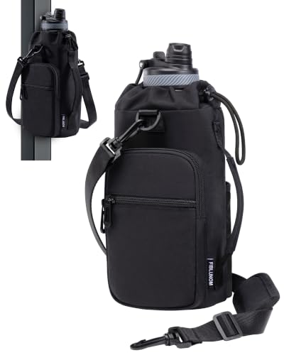 Magnetic Gym Bag Water Bottle Carrier Holder, Insulated Crossbody Purse - color: Black