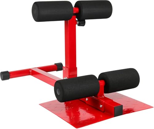 INNOLIFE Sissy Squat Machine Adjustable Height, Protective Foam Thick Steel Fitness Home Gym - color: Red