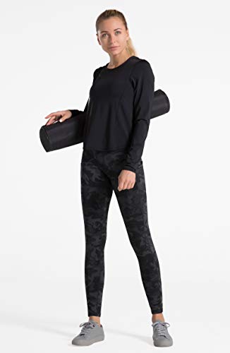 Dragon Fit Women's High Waisted Yoga Leggings 3 Pockets Workout Pants - color: Black&grey Camo, size: Medium