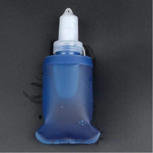3 Pack TPU Soft Flask, 500ml Collapsible Water Bottle with Bite Valve for Running Vest Hydration Pack, Food-Grade BPA Free, Foldable and Portable for Running, Hiking, Camping (Dark Blue) - color: Light blue