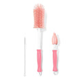 Bottle Brush Set 3-in-1, Including Long Handle Silicone Bottle Brush, Detail Cleaner, Straw Brush, Non Scratch Cleaning Brushes for Water Bottles, Tumblers and Glass (Pink) - color: Pink