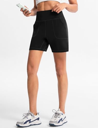 Women's 6"/9" Shorts with Zipper Pocket - color: 6″-black, size: X-Large