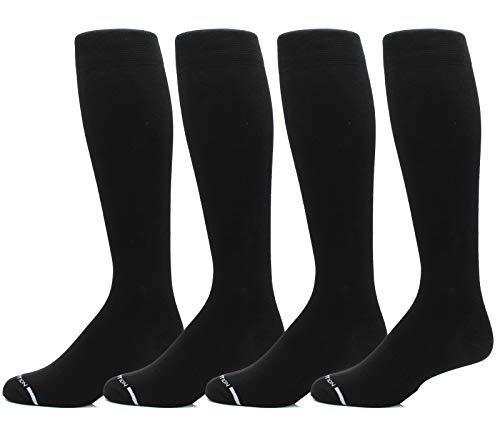 Dr. Motion 4 Pairs Compression Socks for Men, Knee High - color: Pack-black