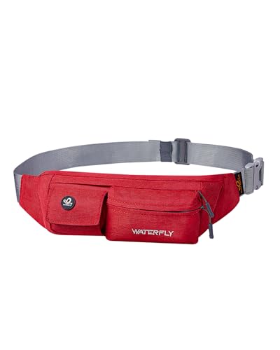 WATERFLY Small Fanny Pack for Women Men, Crossbody Travel Waist Bag Red - color: Red