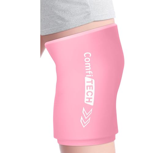 ComfiTECH Reusable Knee Ice Pack Wrap, Flexible Cold Gel Sleeve, Pink, XL