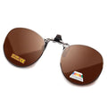 JO Polarized Clip-On Sunglasses UV400 Anti-Glare Lenses with Metal Frame Round - color: Brown, size: 50 mm