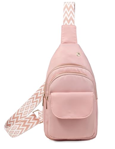 AOSTIHOT Crossbody Sling Bag Small Sling Backpack for Women, Chest Daypack Crossbody Shoulder for Travel Sport Running Hiking - color: M Pink
