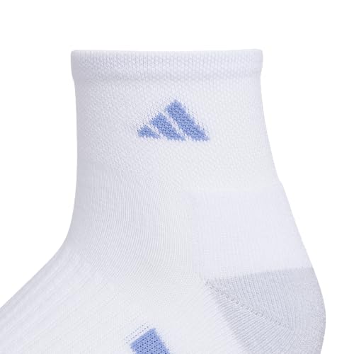 adidas Women's Cushioned Socks 3 Pairs - color: White/Blue Fusion/Powder Teal Green/3.0/Quarter, size: Medium, style: Quarter