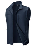 MAGCOMSEN Men's Softshell Golf Vest Outerwear Lightweight Fleece - color: Navy, size: Large