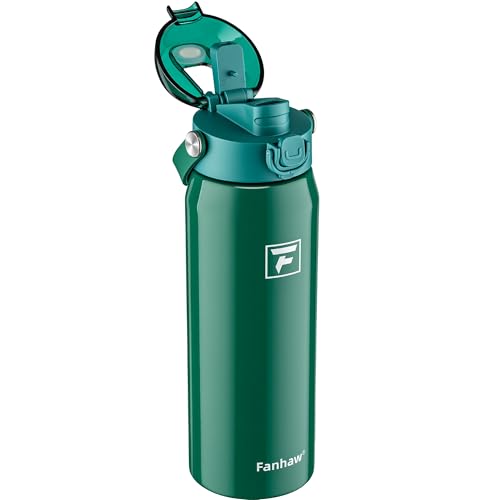 Fanhaw 24oz Stainless Steel Water Bottle with 2-in-1 Lid, Mars Green - color: Mars Green