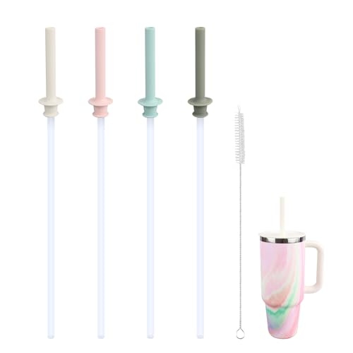 Replacement Straws and Bite Valve for Hydro Flask Around Travel Tumbler 40oz 32oz 28oz 20oz,with 1 Brush (4 colors) - color: 4 colors