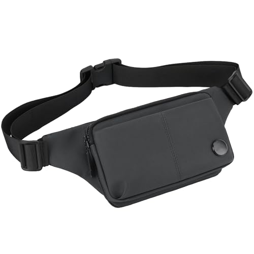 Belt Bag for Men Women - Lightweight Water-Resistant PU Leather & Anti-Jam SBS Zippers, Fanny pack Crossbody Bag for Travel/Commute,Grey - color: Z-grey