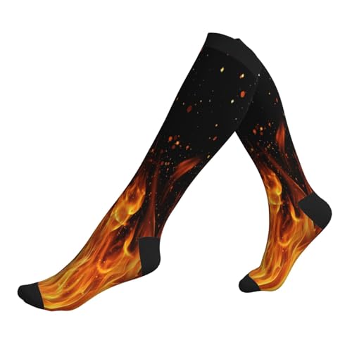Compression Socks Knee High Circulation Support Socks For Women Men Athletic Running Hiking Cycling - color: Fire