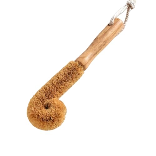 1Pcs Coconut Fibre Brush with Natural Wooden Handle Hangable Kitchen Multifunction Brush Cup Brush Washing Brush for Glass Feeding Bottle Wine Bottle