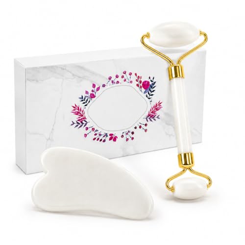 Jade Roller for Face & Gua Sha Set - color: White