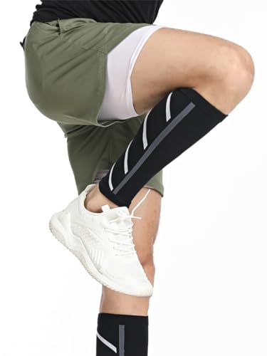 Leg Calf Compression Sleeve for Men Women Footless Sock - color: Black