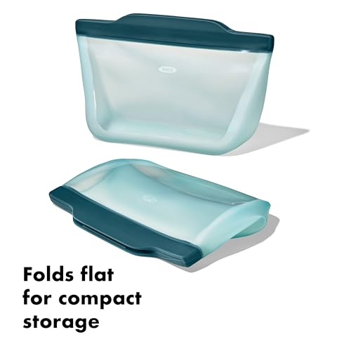 OXO Good Grips Silicone Reusable Bag - Stand-Up Quart (32 oz) Lagoon - color: Lagoon, size: Quart (32 oz)