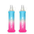 WRELS TPU Soft Flask Lightweight Portable Reusable Water Bottle,BPA Free Collapsible Flask for Hydration Pack in Running Hiking Cycling and Marathon - color: Blue-pink-250ML*2