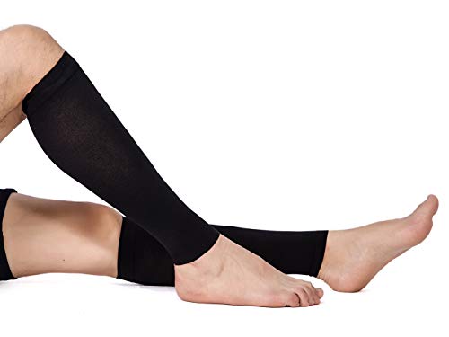 TOFLY Calf Compression Sleeve 20-30mmHg 1 Pair Footless For Men & Women - color: Black, size: Large (1 Pair)