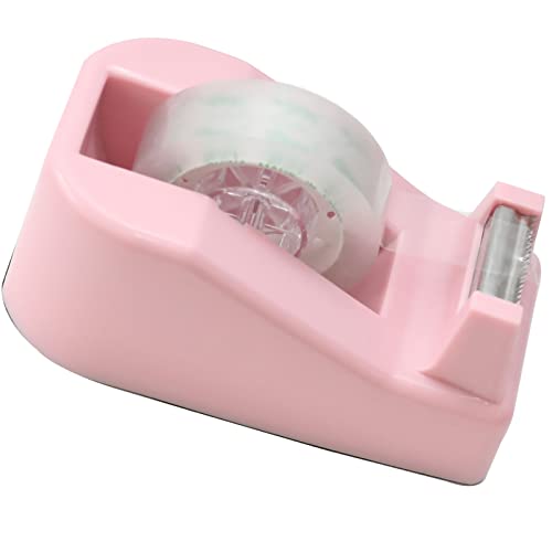 WELSTIK Desktop Office Tape Dispenser Non-Skid Base, for Packaging in Office,Restaurant, Flower Shop,Cake Shop,Pink - color: Pink