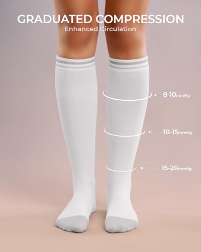 FITRELL 15-20mmHg Compression Socks for Women & Men 4 Pairs - color: Pink+blue+purple+white, size: Large-X-Large