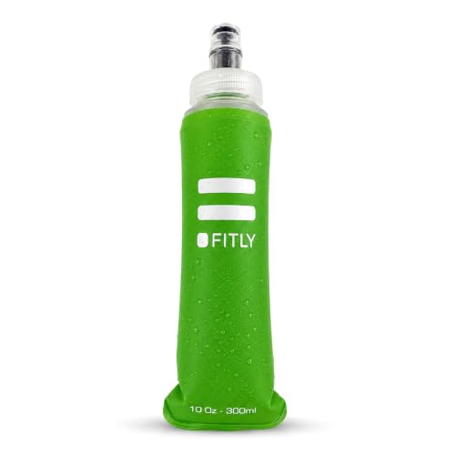 FITLY Soft Flask Running Water Bottle - Collapsible Hydration Flask - color: Green, size: 10 Ounces