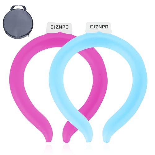 2PCS PCM Neck Cooling Tube with Insulated Bag, Reusable Ice Ring Neck Cooler Wrap, Wearable Cooling Neck Ring for Hot Weather Outdoor Work, TPU Freezable Collar (Rose+Blue) - color: Rose+blue