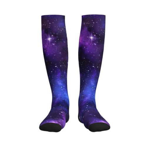 Compression Socks Women And Men For Nurses Travel Pregnancy Recovery Running Athletic - color: Galaxy Elements Purple Blue