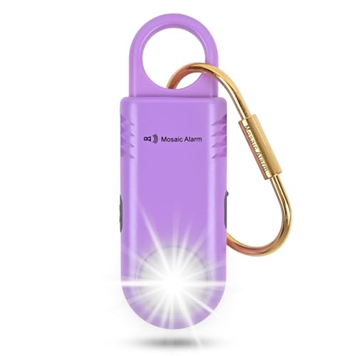 Rechargeable 135dB Personal Alarm - Ultra Bright Flashlight & Strobe Light - color: Purple