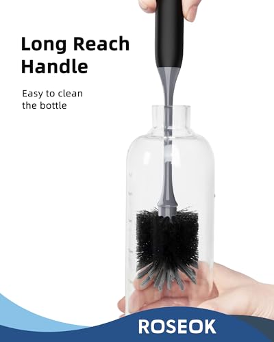 ROSEOK Bottle Brush, Water Bottle Brush, Flexible Bottle Brush, Cup Cleaner - color: Black