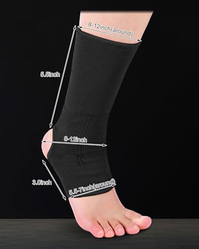 Handepo 4 Pairs Muay Thai Ankle Support Compression Ankle Sleeve, Black - color: Black