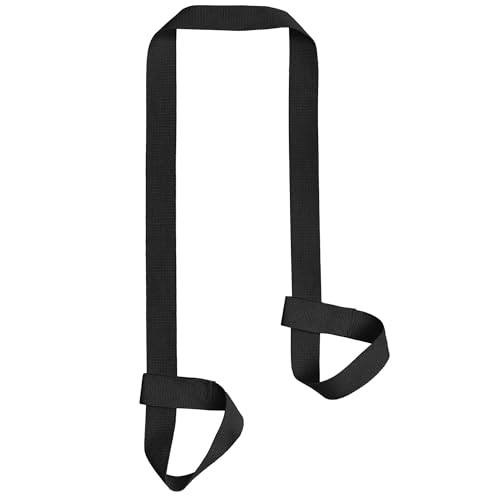 Yoga Mat Carrier Strap Adjustable Cotton Sling for Large Thick Mats 2 in 1 Carrying Strap and Stretching Band - color: Black