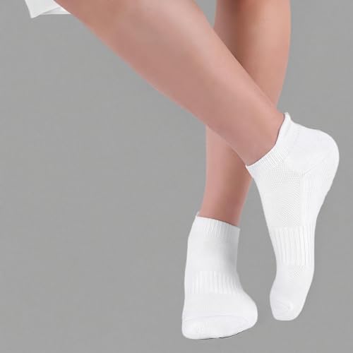 Felicigeely Athletic Running Ankle Socks Cushioned Low Cut Men Women 6 Pack - color: Pure White, size: 12-14