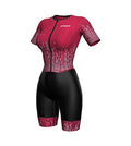 Sparx Aero Triathlon Suit Women Short Sleeve Tri Suit Women Running Swimming Cycling SkinSuit - color: Burgundy, size: Medium