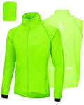 33,000ft Men's Packable Cycling Jacket Waterproof Running Vest Outerwear - color: Green, size: Small