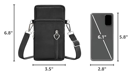 Women Cell Phone Purse Wristband Sport Armband Wallet Travel Crossbody Cell Phone Purse for Galaxy S10 Plus S9 Plus A50 A7 J7,OnePlus 6T,HTC U12 (Black) - color: Black