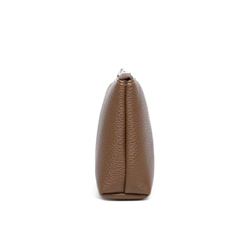 Small Makeup Bag for Purse, Leather Cosmetic (Toffee Brown) - color: PU/Toffee Brown