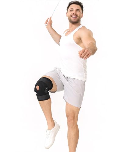 Hinged Knee Brace for Men Women, Adjustable Compression Knee Seeve Patellar Tendon Support Strap, Knee Support Meniscus Knee Brace Knee Brace with Side Stabilizers Knee Brace for Meniscus Tear, Rodilleras Para Dolor de Rodillas (X-Large) - size: X-Large